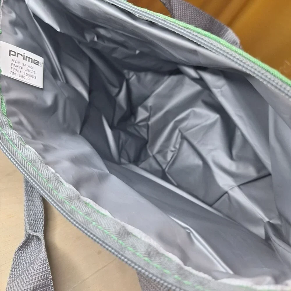 Swag Insulated Lunch Bag Tote Cooler Green Gray‎ Zip 12 x 10 Lightweight